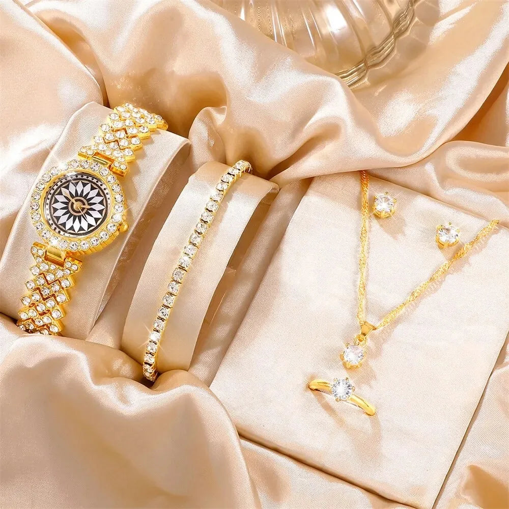 2025 Fashion Luxury Montre Bracelet Watch Womens Watch Quartz Watch Set Necklace Earring Set Women's Jewelry Montre Femme