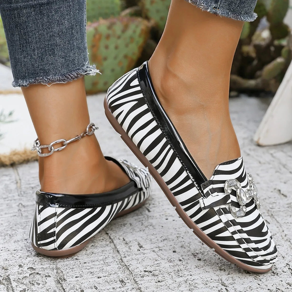 Casual Rhinestone Round Head Womens Shoes