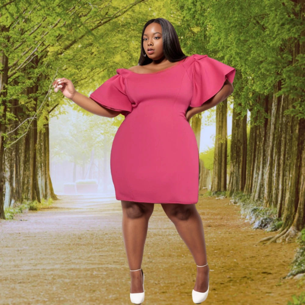 10702-MX80 Solid Color Loose Strapless Plus Size Women Dress Sehe Fashion