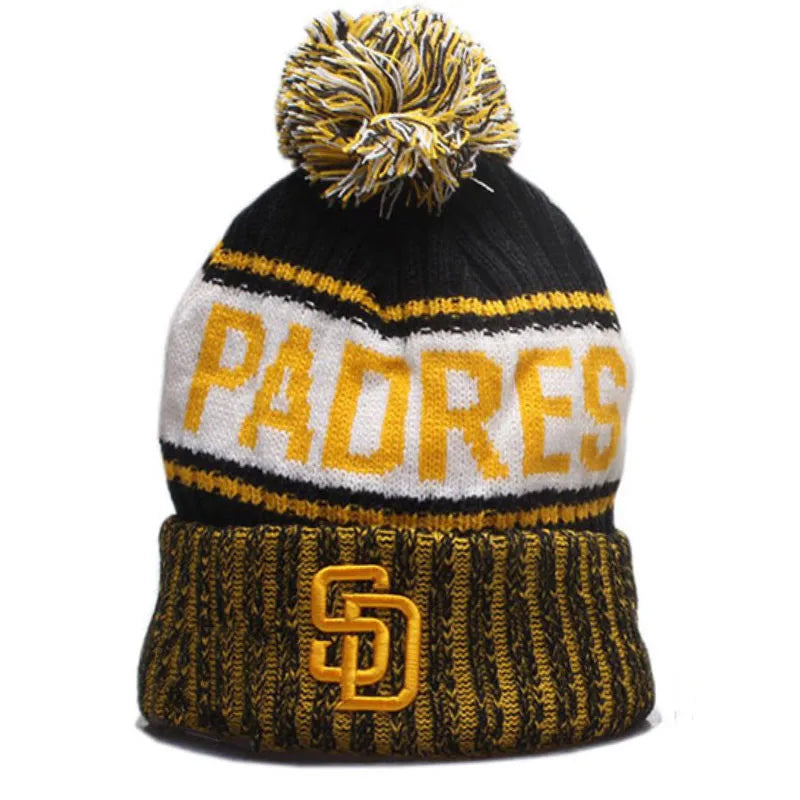 Custom Unisex Knitted Hat Caps Thick Rib Beanie Winter Hat With Pom Pom