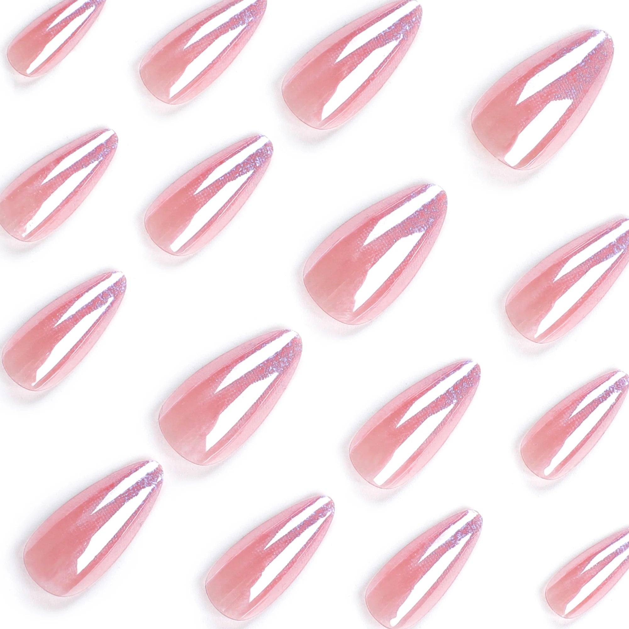 Design Abs Press on Nails Custom Long Oval Medium French Shinny Powder Nail Supplies Artificial Fingernails