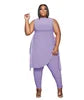 Liu Ming New Spring Summer Plus Size Women Clothing Irregular Sleeveless Tops Tracksuits Two Piece Jogger Set