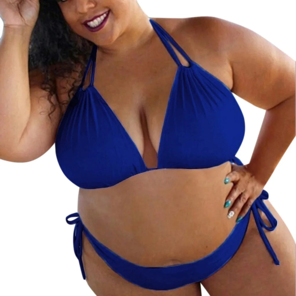 2025 New Plus Size Sexy Bikini Women's Bikini Set Bathing Suits Beachwear Large Breasts