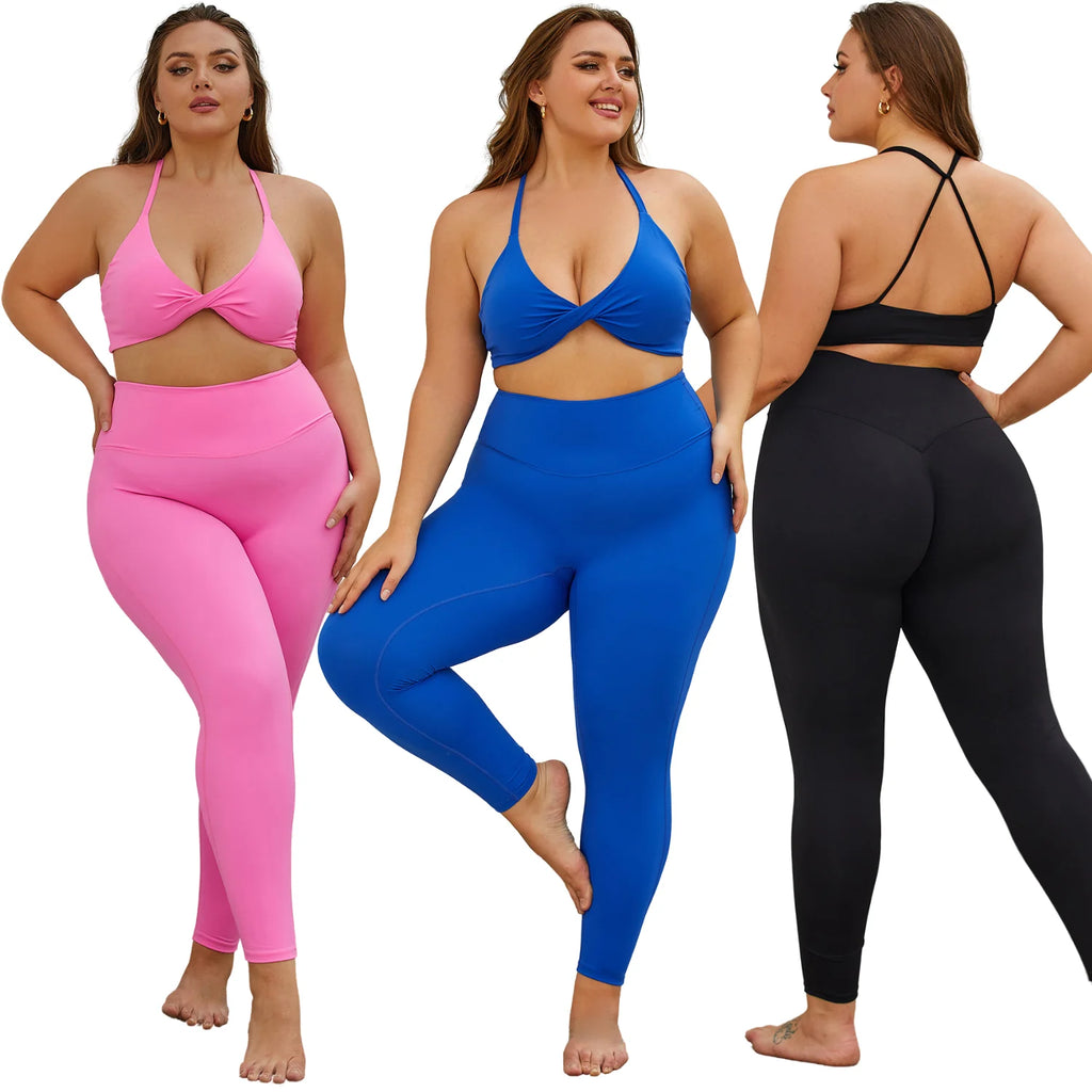 2 Piece Lounge Set Plus Size Sports Bra Custom Logo Women's High Support Yoga Top Gym Activewear Casual Activewear Tracksuit