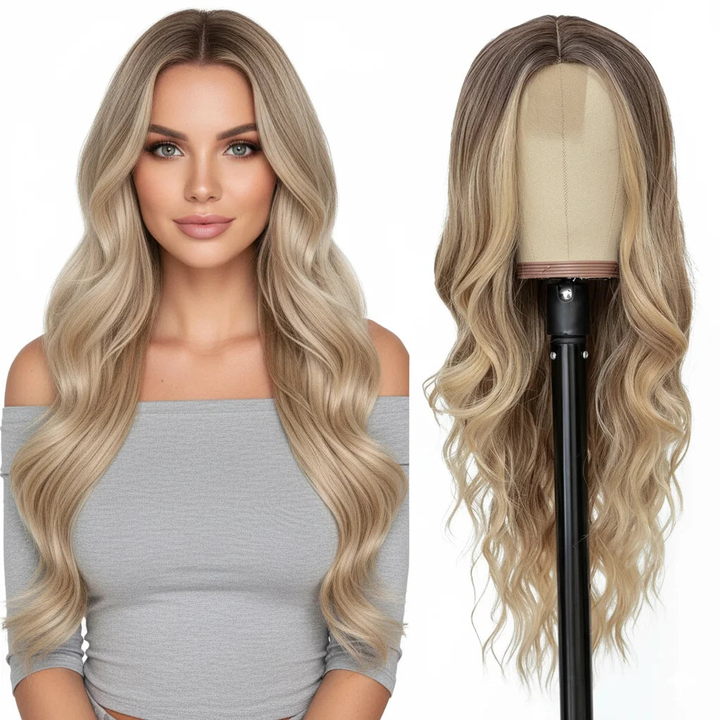 13x4 HD Lace Front Wig 26 Inch Heat Resistant Synthetic Wig - Middle Part Long Curly Hair for Women, Daily Use & Party Wear
