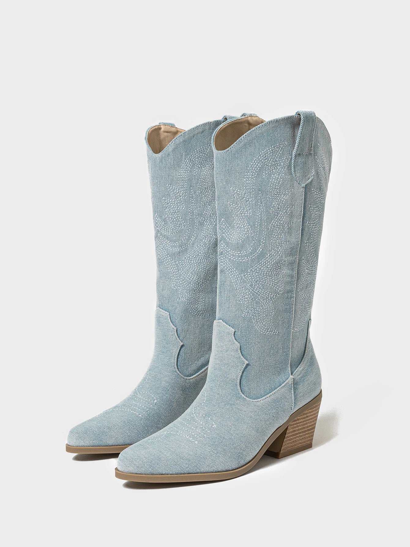 2025 New Vintage Embroidered Western Knight Boots Cowboy Boots Thick Heel Elegant Plus Size Women Boots