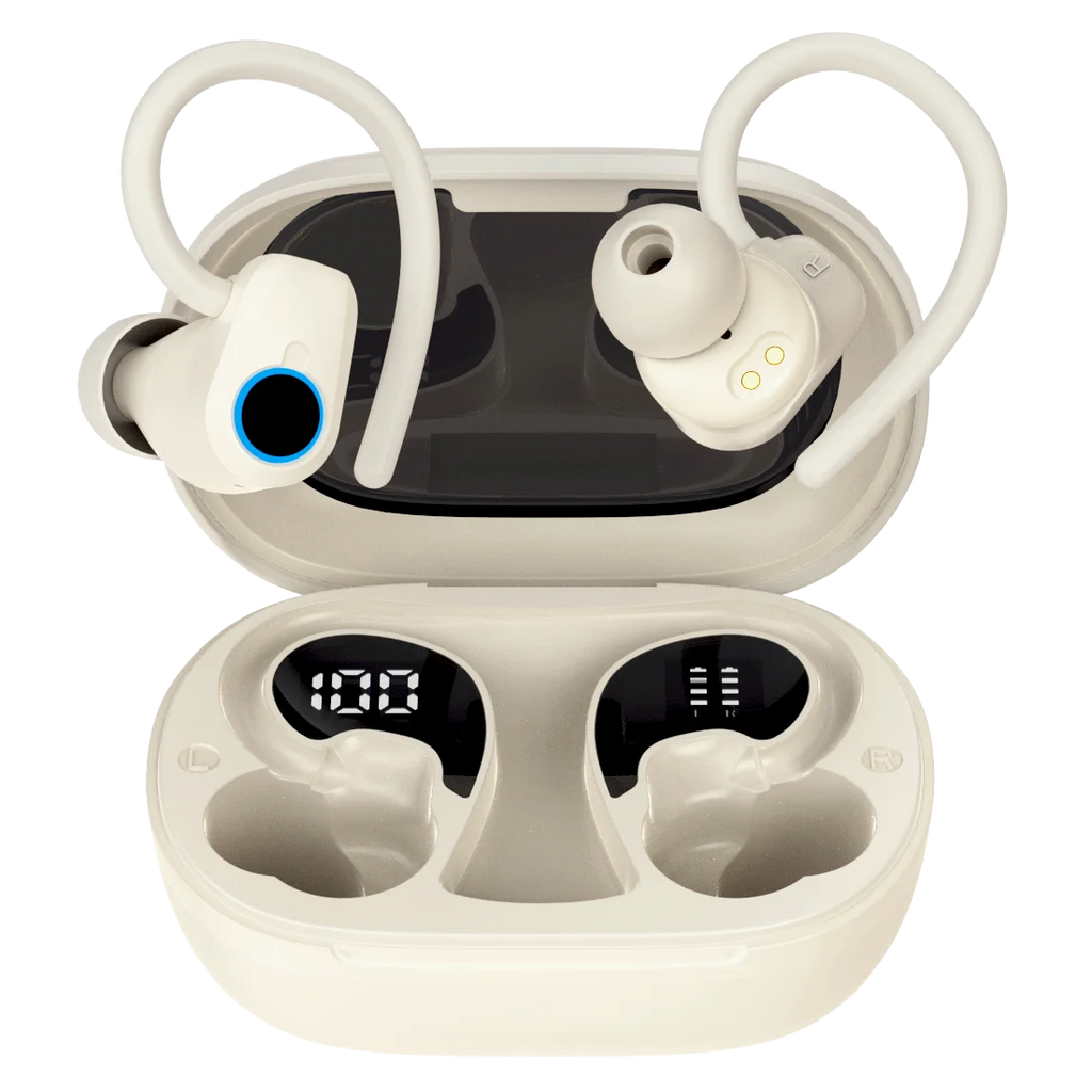 Black Wireless Headphones Bluetooth 5.3 Earphones IP7 Waterproof Bluetooth Headphones Sport with LED Display Earbuds