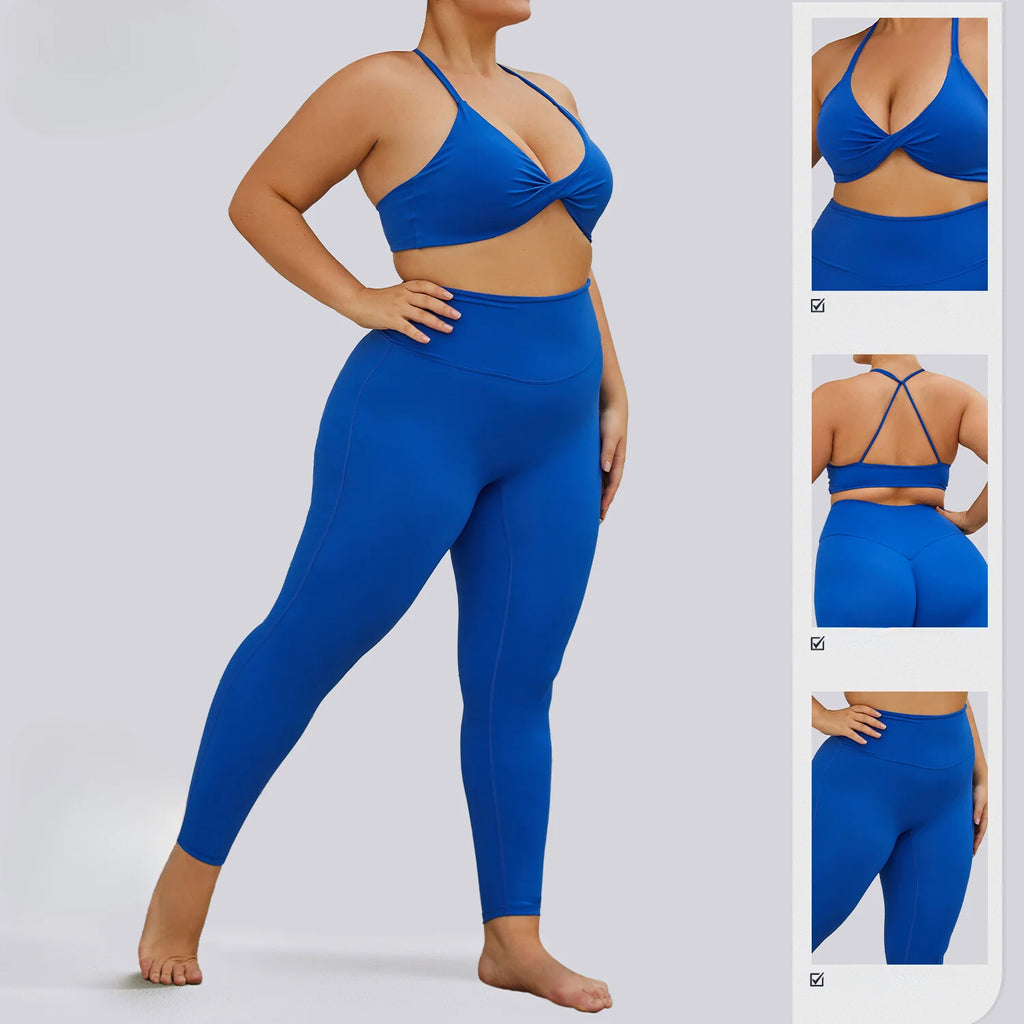 2 Piece Lounge Set Plus Size Sports Bra Custom Logo Women's High Support Yoga Top Gym Activewear Casual Activewear Tracksuit