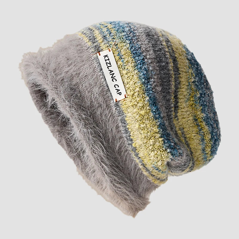 Autumn Winter Vintage Fashionable Women Shopping Commuting Shaggy Knit Cap Beanie Hat