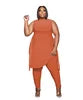Liu Ming New Spring Summer Plus Size Women Clothing Irregular Sleeveless Tops Tracksuits Two Piece Jogger Set