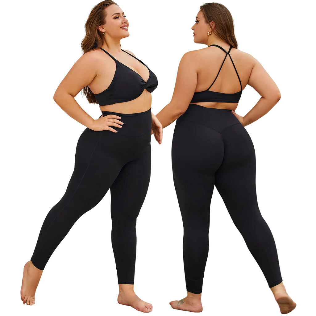 2 Piece Lounge Set Plus Size Sports Bra Custom Logo Women's High Support Yoga Top Gym Activewear Casual Activewear Tracksuit