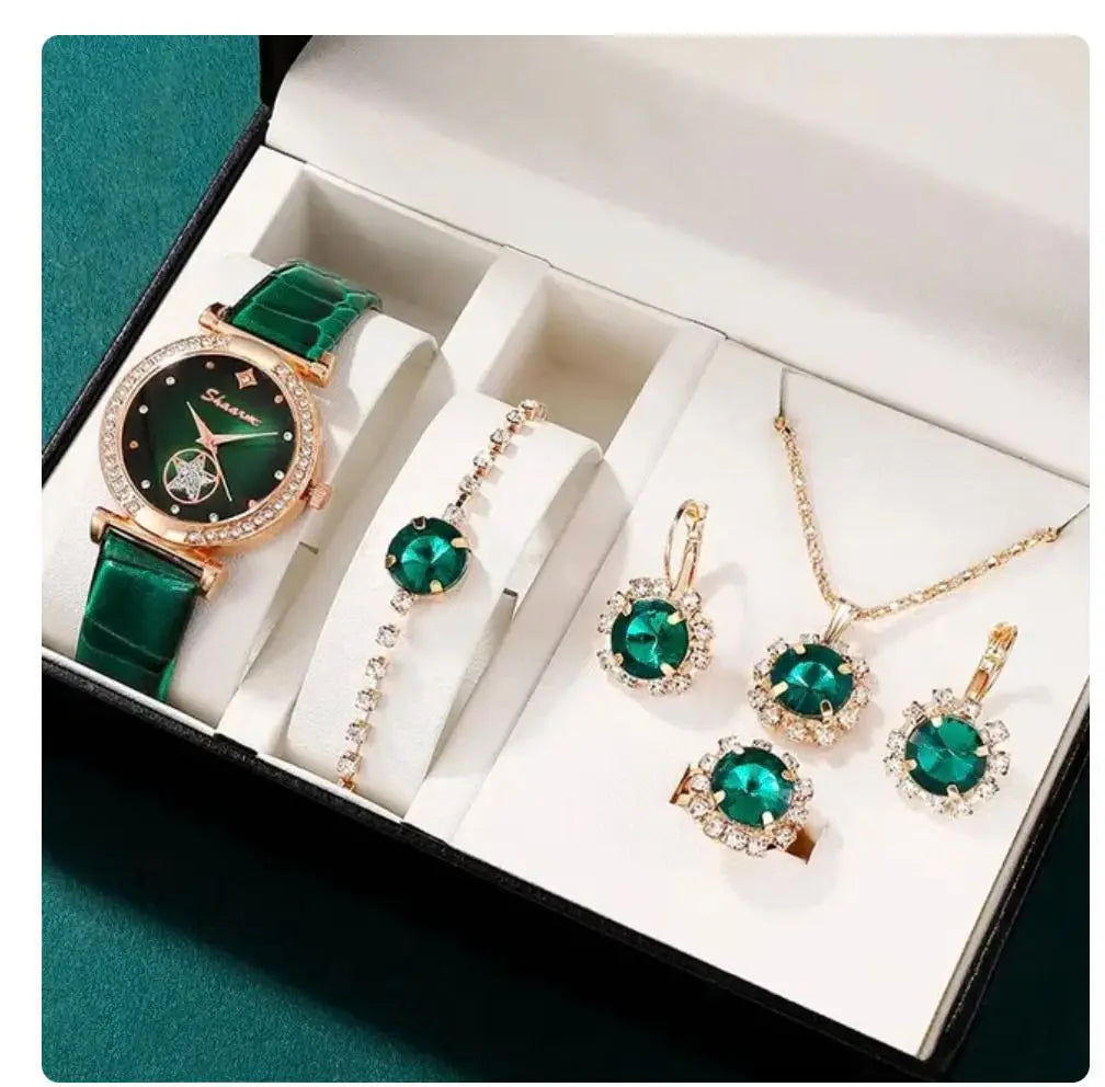 2025 Fashion Luxury Montre Bracelet Watch Womens Watch Quartz Watch Set Necklace Earring Set Women's Jewelry Montre Femme