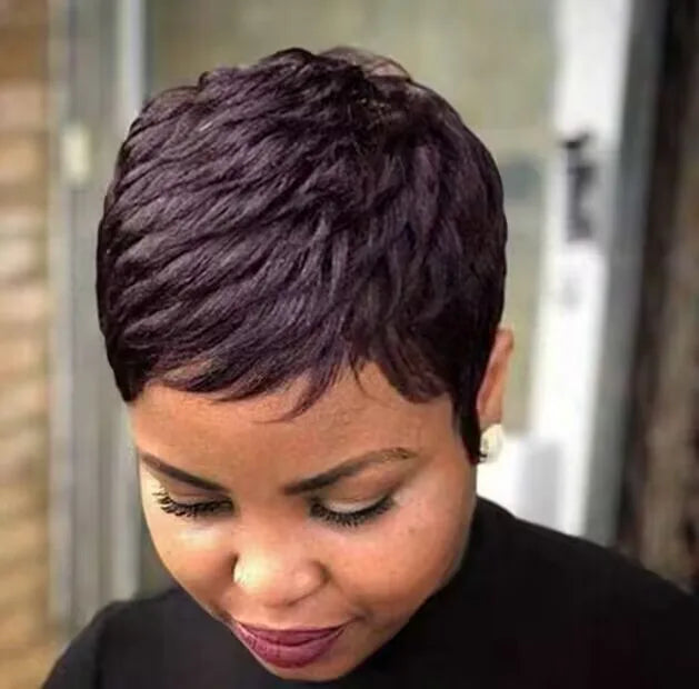 Brazilian Indian 100% Natural Raw Remy Vrigin Human Hair Pixie Curls Wig