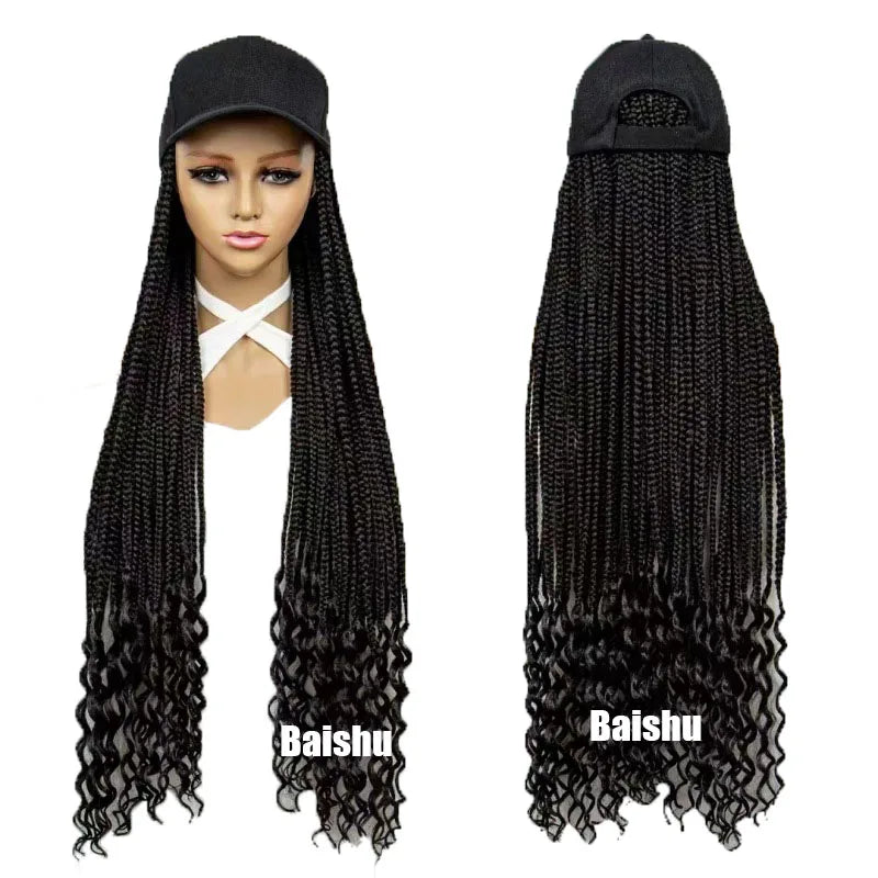 Best-selling Messy-braid Hat Wig Fashionable and Comfortable  in Demand in Africa for Black Women Synthetic in Stock