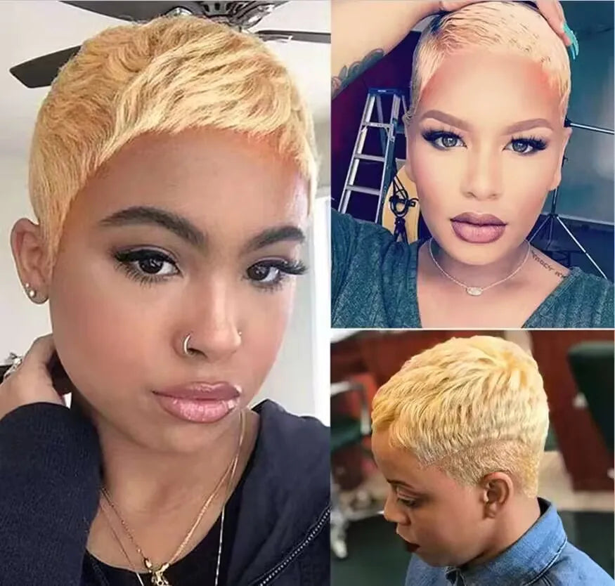 Brazilian Indian 100% Natural Raw Remy Vrigin Human Hair Pixie Curls Wig