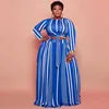 New Arrivals Big Women Two Pieces Set Autumn Long Sleeve Striped Printed Sets Casual Tops Dress Striped Plus Size Women Set