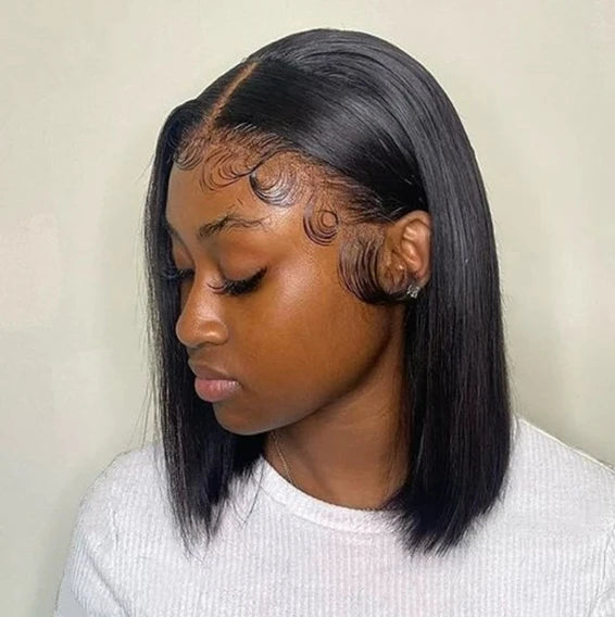 Bone Straight Human Hair Short Bob HD Lace Frontal Perruque Brazilian Hair Transparent Lace Front Wig for Black Women