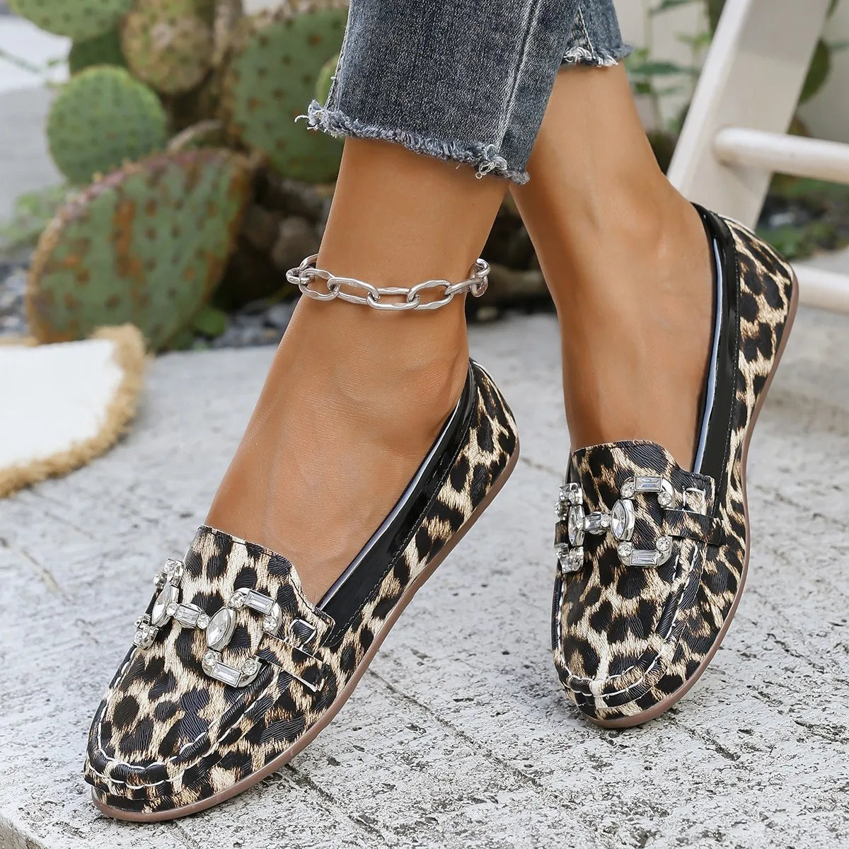 Casual Rhinestone Round Head Womens Shoes