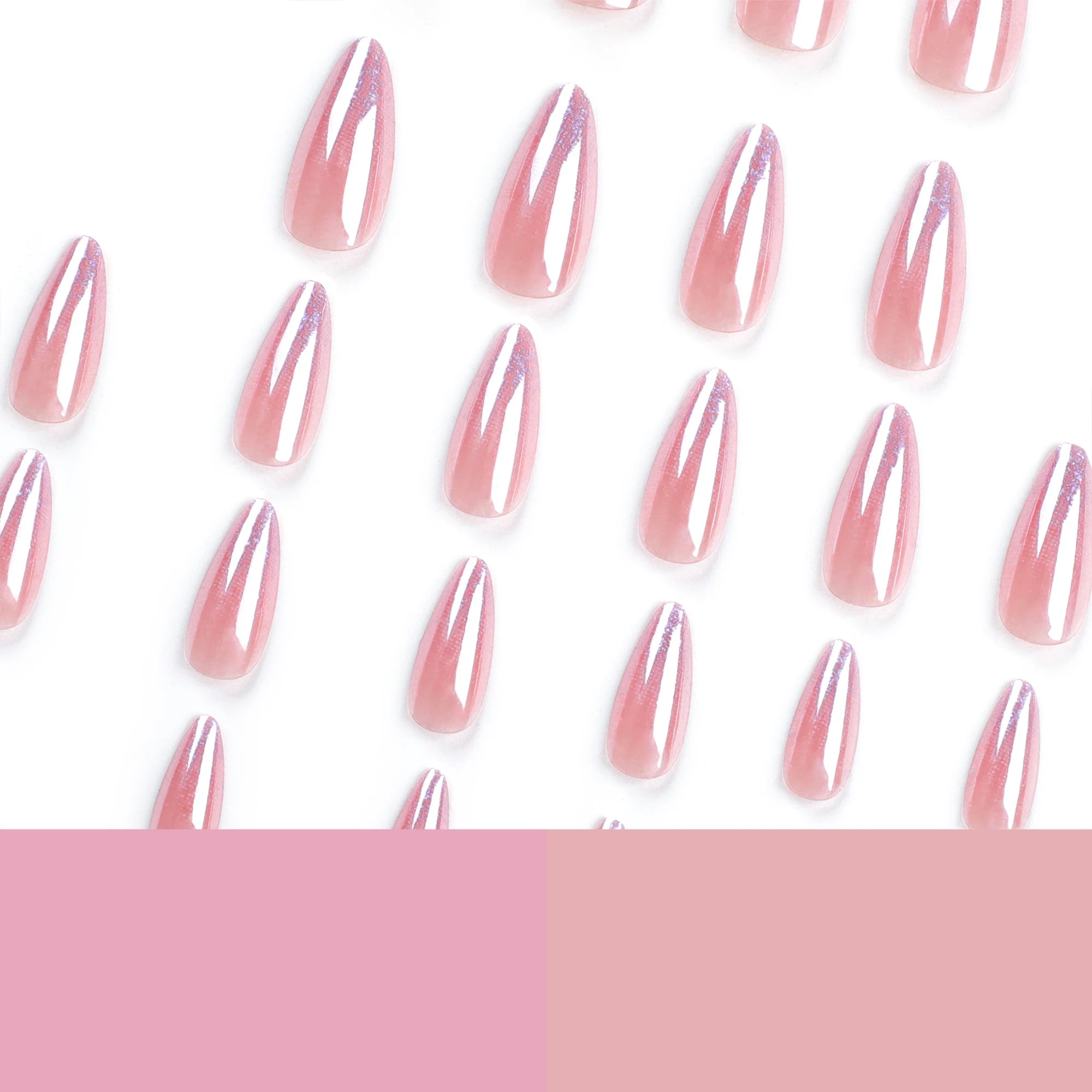 Design Abs Press on Nails Custom Long Oval Medium French Shinny Powder Nail Supplies Artificial Fingernails