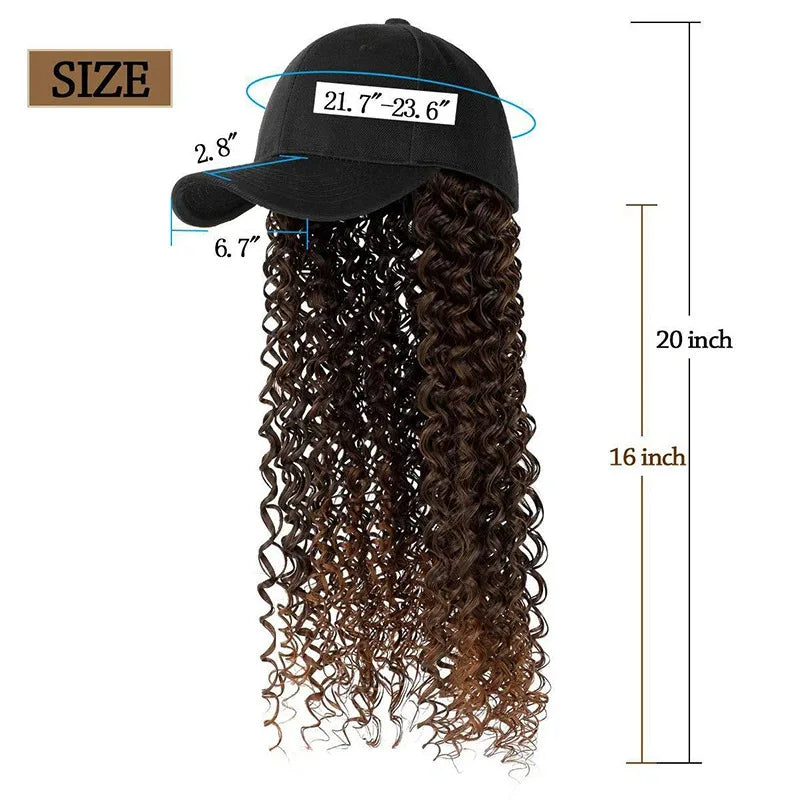 20 Inches Long Curly Synthetic Hat Wig Made of High Temperature Fiber