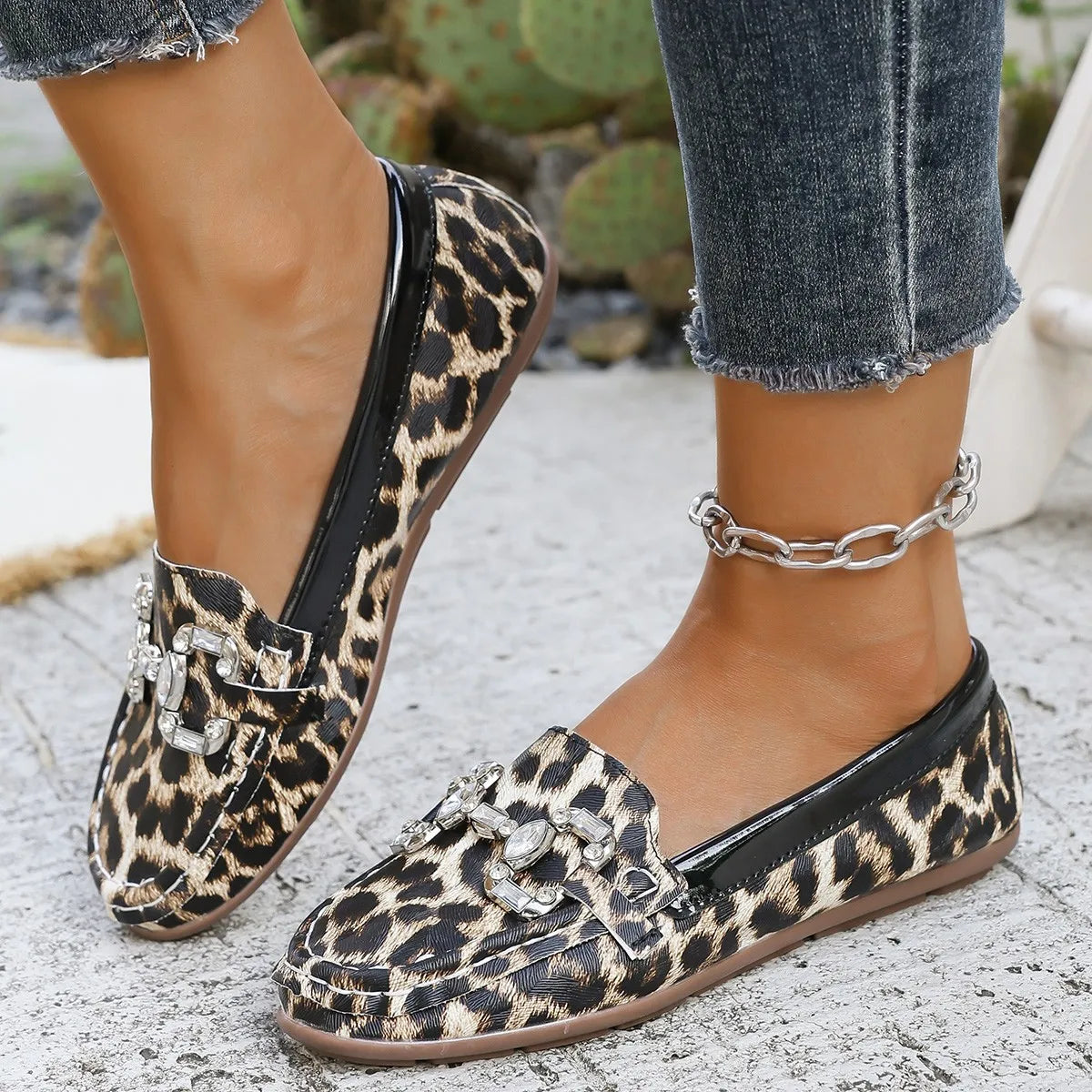 Casual Rhinestone Round Head Womens Shoes