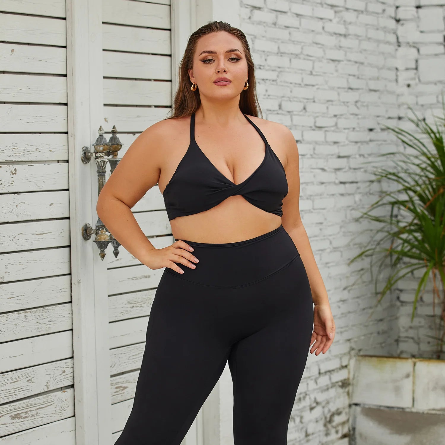 2 Piece Lounge Set Plus Size Sports Bra Custom Logo Women's High Support Yoga Top Gym Activewear Casual Activewear Tracksuit
