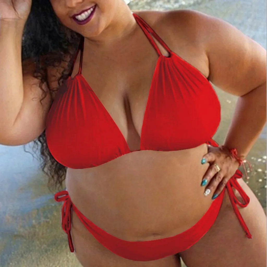 2025 New Plus Size Sexy Bikini Women's Bikini Set Bathing Suits Beachwear Large Breasts