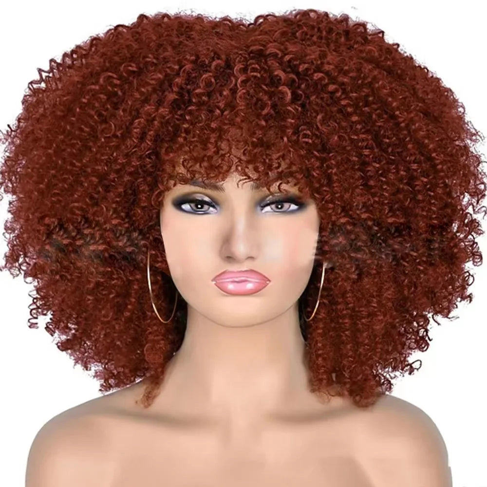 Afro Kinky Curly Bob Wig With Bangs