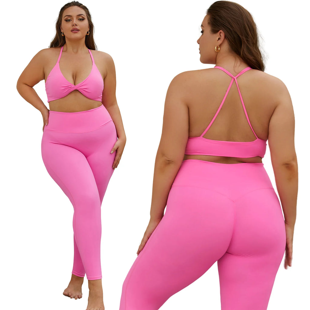 2 Piece Lounge Set Plus Size Sports Bra Custom Logo Women's High Support Yoga Top Gym Activewear Casual Activewear Tracksuit