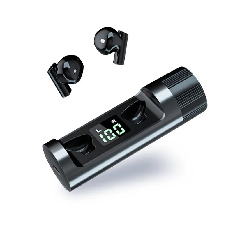 BT In-Ear Headset LED Digital Power Display Microphone Wireless Rotatable Mini Earbuds for Gaming