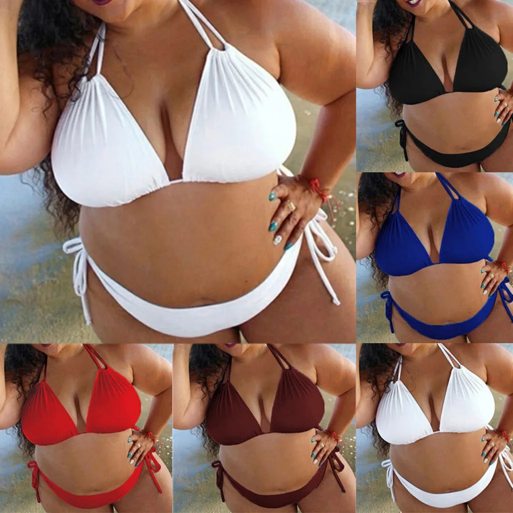 2025 New Plus Size Sexy Bikini Women's Bikini Set Bathing Suits Beachwear Large Breasts