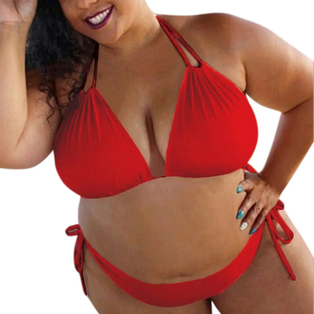 2025 New Plus Size Sexy Bikini Women's Bikini Set Bathing Suits Beachwear Large Breasts