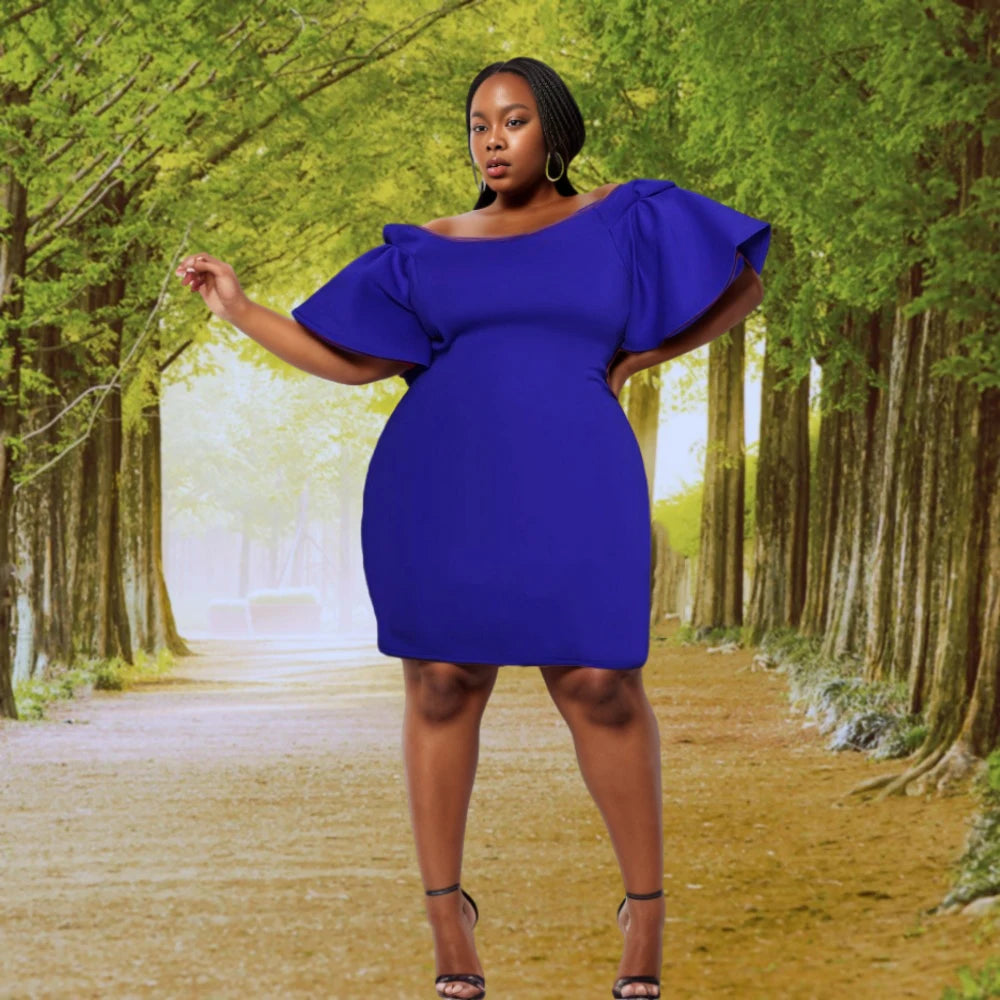 10702-MX80 Solid Color Loose Strapless Plus Size Women Dress Sehe Fashion