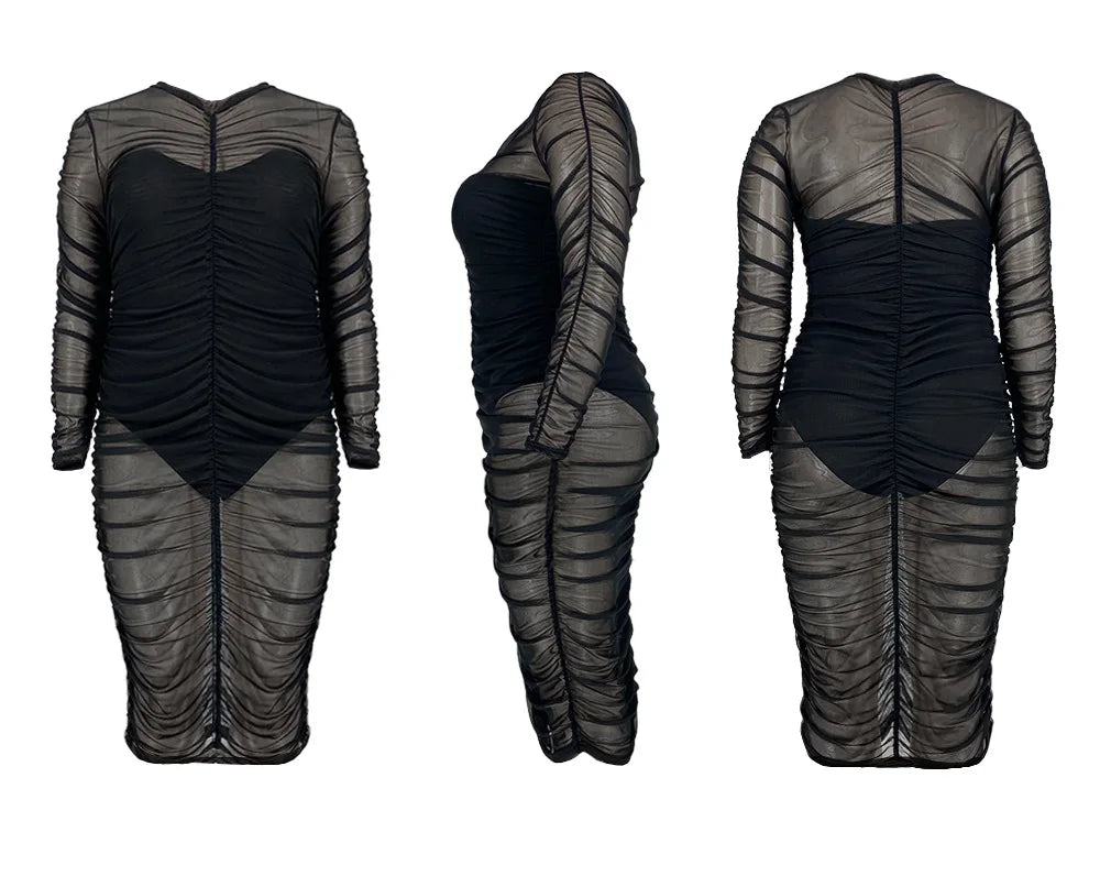 Popular Products 2022 Hot New Style Dress Plus Size Women Clothing Black Sexy Plus Size Mesh Dress