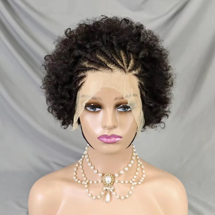 13x4 Lace Frontal Pixie Curly Braided Natural Human Hair