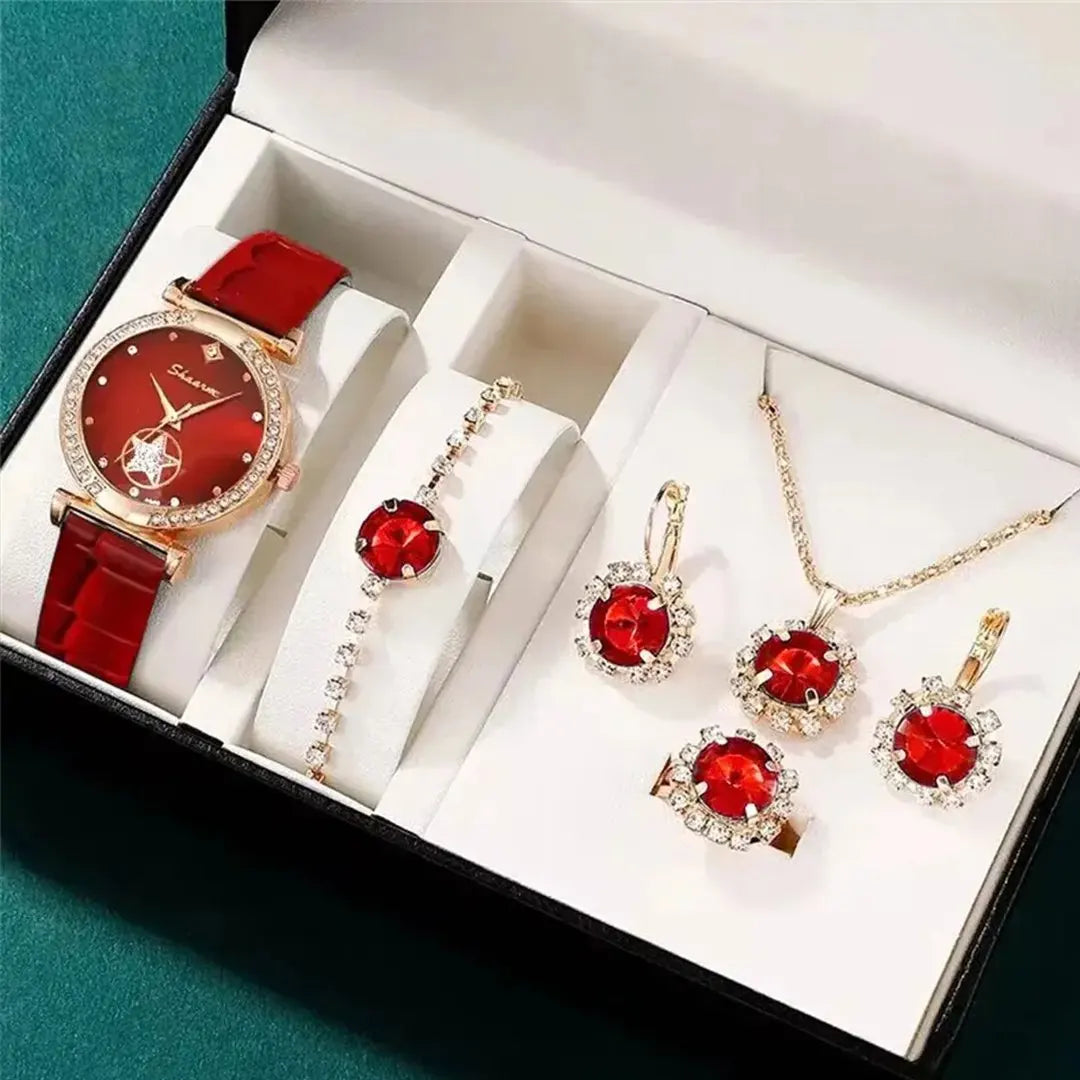 2025 Fashion Luxury Montre Bracelet Watch Womens Watch Quartz Watch Set Necklace Earring Set Women's Jewelry Montre Femme