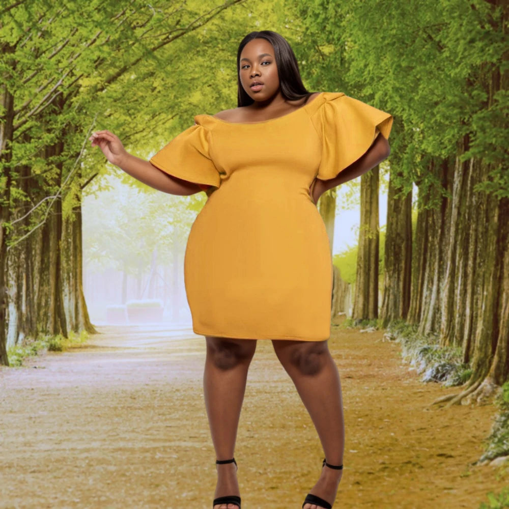 10702-MX80 Solid Color Loose Strapless Plus Size Women Dress Sehe Fashion