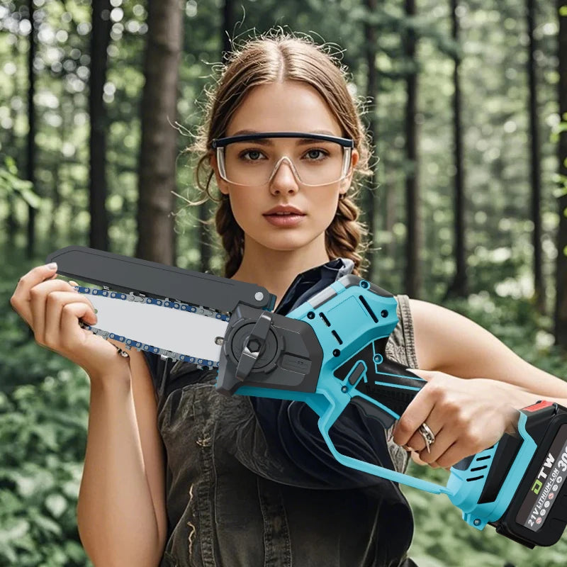 Battery Chain Saw Portable Wood Cutting Machine Mini Electric Chainsaw 8-INCH Chain Saw