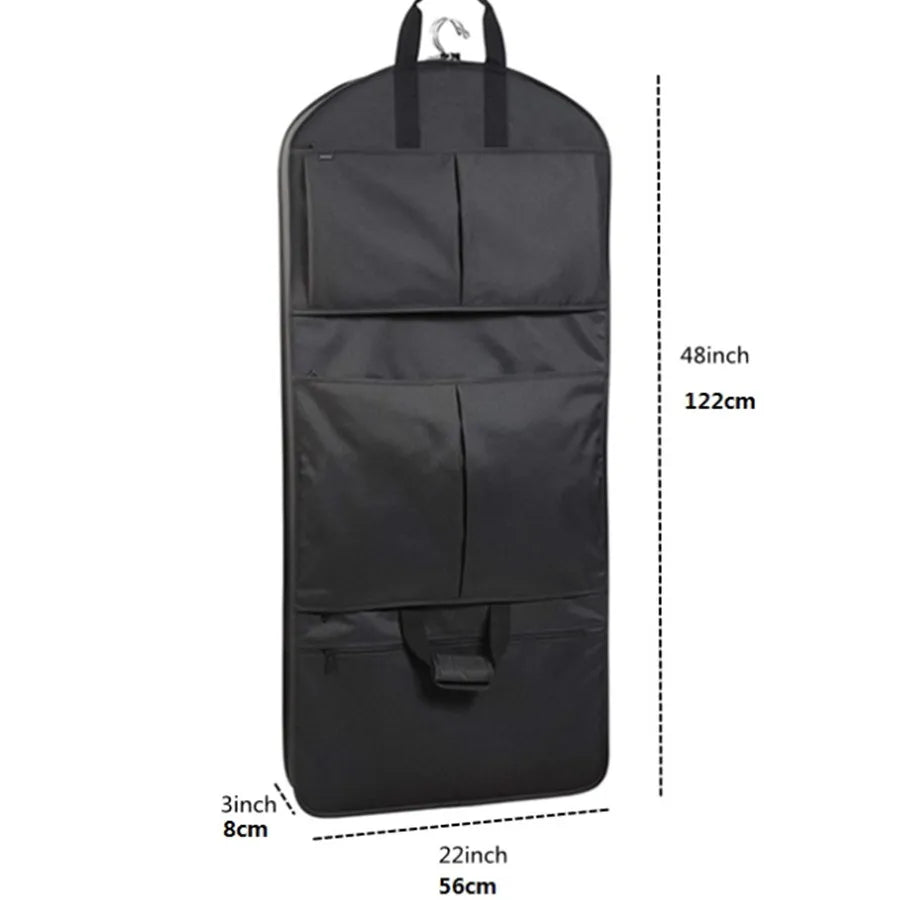 Custom Zipper Non Woven Oxford Polyester Suit Carrier Dustproof Foldable Waterproof Luxury Dress Cover Travel Garment