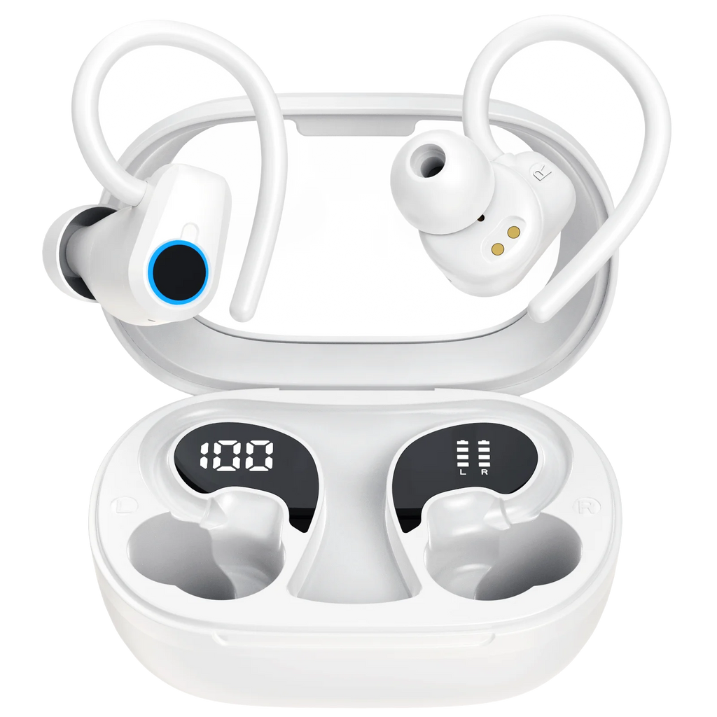 Black Wireless Headphones Bluetooth 5.3 Earphones IP7 Waterproof Bluetooth Headphones Sport with LED Display Earbuds