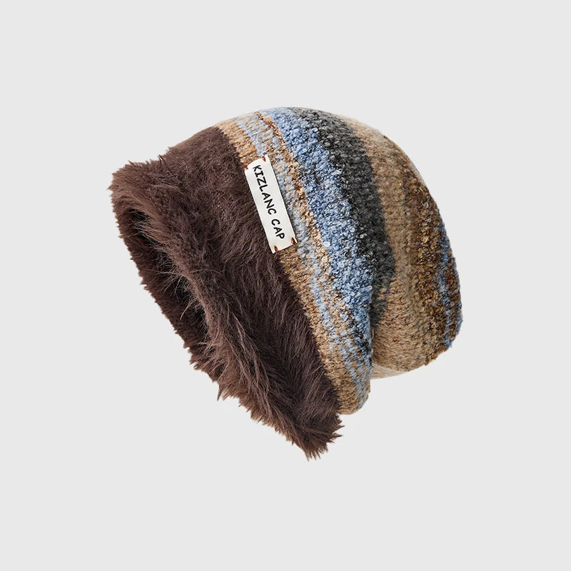 Autumn Winter Vintage Fashionable Women Shopping Commuting Shaggy Knit Cap Beanie Hat