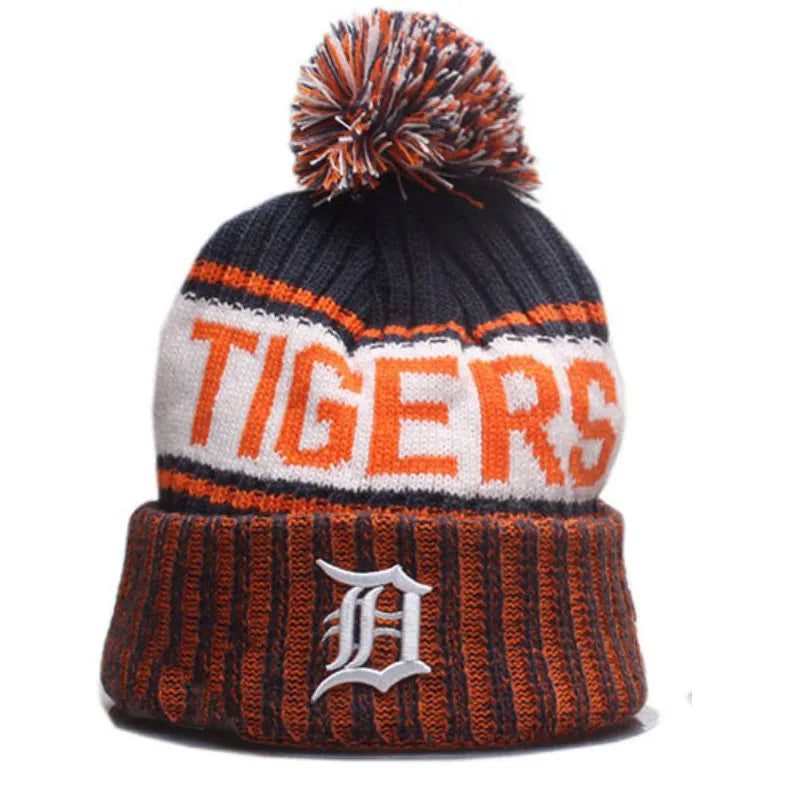 Custom Unisex Knitted Hat Caps Thick Rib Beanie Winter Hat With Pom Pom