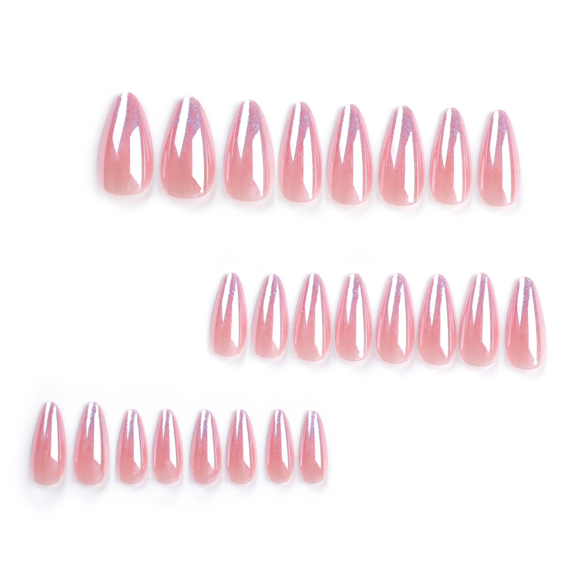 Design Abs Press on Nails Custom Long Oval Medium French Shinny Powder Nail Supplies Artificial Fingernails