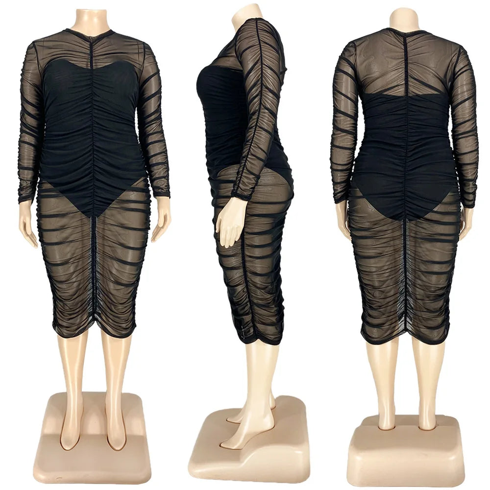 Popular Products 2022 Hot New Style Dress Plus Size Women Clothing Black Sexy Plus Size Mesh Dress