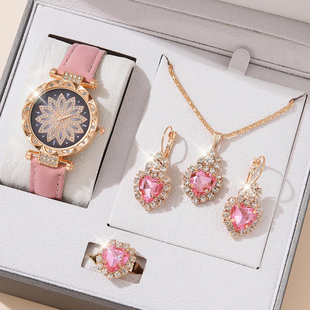 2025 Fashion Luxury Montre Bracelet Watch Womens Watch Quartz Watch Set Necklace Earring Set Women's Jewelry Montre Femme