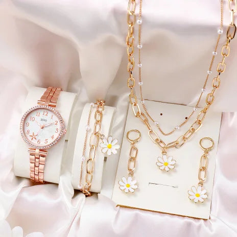2025 Fashion Luxury Montre Bracelet Watch Womens Watch Quartz Watch Set Necklace Earring Set Women's Jewelry Montre Femme