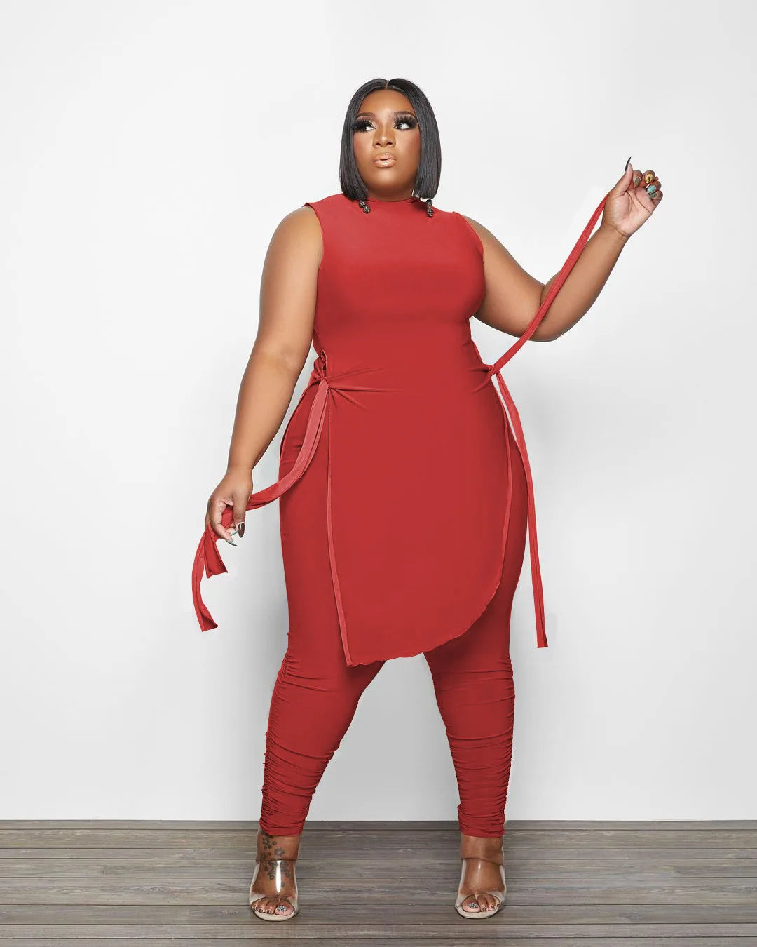 Liu Ming New Spring Summer Plus Size Women Clothing Irregular Sleeveless Tops Tracksuits Two Piece Jogger Set