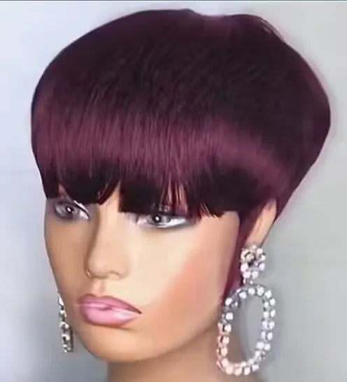 Brazilian Indian 100% Natural Raw Remy Vrigin Human Hair Pixie Curls Wig