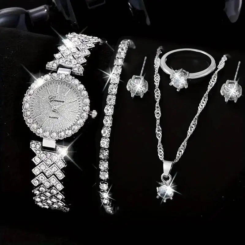 2025 Fashion Luxury Montre Bracelet Watch Womens Watch Quartz Watch Set Necklace Earring Set Women's Jewelry Montre Femme
