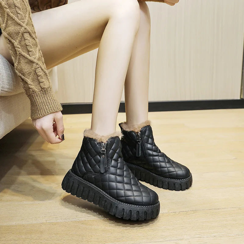 Winter Round Toe Thick Sole Snow Boots Cotton Boots Women Shoes